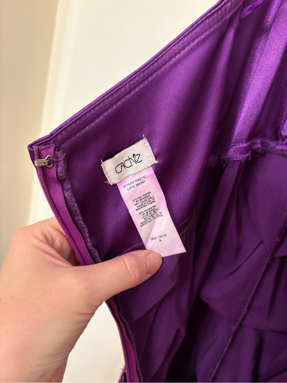Vintage Caché Y2K Purple Liquid Satin Halter Gown Whimsigoth Formal Dress 4 - Picture 3 of 11